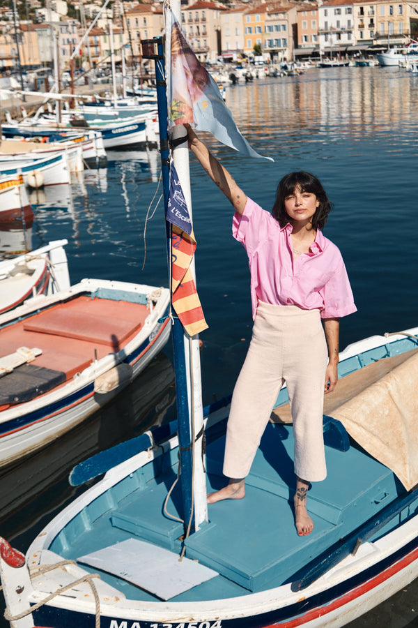 LOUISA Pant in Organic Cotton - Powder Pink