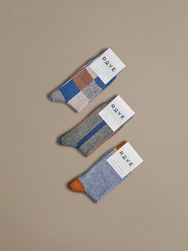 Organic Cotton Socks in Blue patterned
