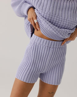 Delčia: Lilac Cotton Sweater & Shorts Set